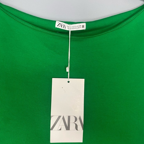 ZARA Women’s Fitted Dress Green Boatneck Size Small - Picture 3 of 11